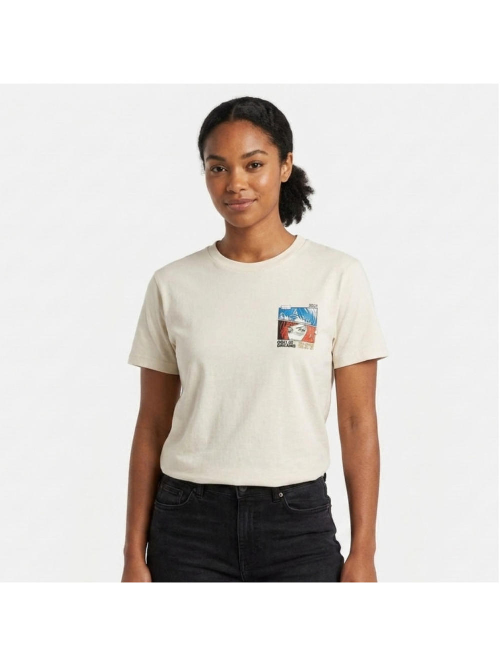 Women's Skinnydip London Only In Dreams Anime Graphic T-Shirt–Beige–Size XL-NWT - Picture 1 of 10